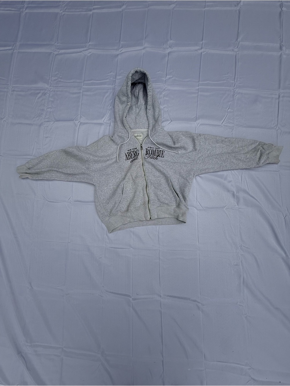 #31 Abercrombie & Fitch Light Gray Cropped Zip Hoodie size Medium in Women’s